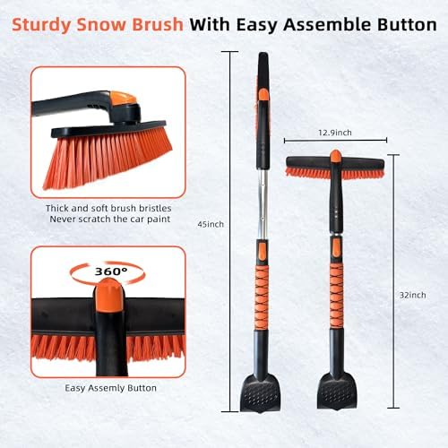 45" Extendable Snow Brush and Ice Scrapers - Image 5