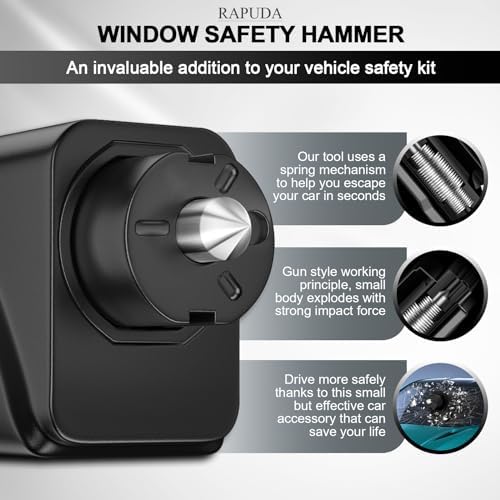 RAPUDA Window Breaker Seatbelt Cutter, 3-in-1 Mini Glass Breaker, 3 Pack Car - Image 3