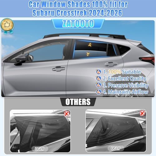 ZATOOTO Side Window Sunshades for Crosstrek 2024-2026 Breathable UV‑Block - Image 2