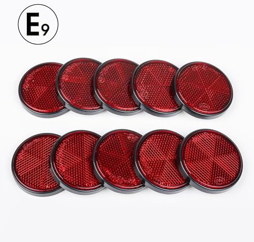 10 Pack Red Self Adhesive Round Reflectors, E9 Approval - Image 4