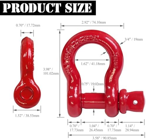5/8" D Ring Shackle with 3/4" Screw Pin, 3.25T Working Load Limit / 19.5T - Image 4
