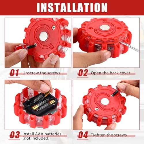 Tallew 12 Pack LED Road Flares Emergency Lights, 9 Flash Modes - Image 4