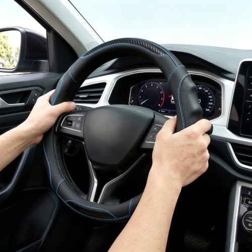 Leather Car Steering Wheel Cover, 14.5-15Inch Anti-Slip Steering Wheel Cover - Image 3