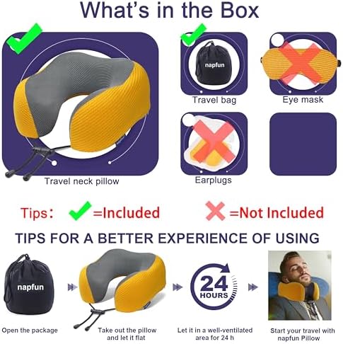 napfun Neck Pillow for Travel, Memory Foam Airplane Pillow - Image 5
