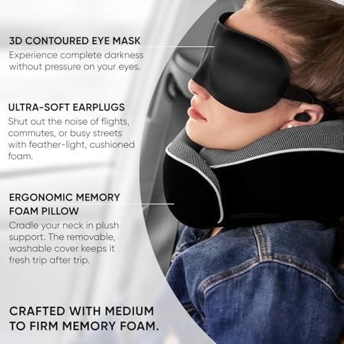 Proglobe Airplane Pillow, Orthopedic Memory Foam Travel Neck Pillow - Image 4