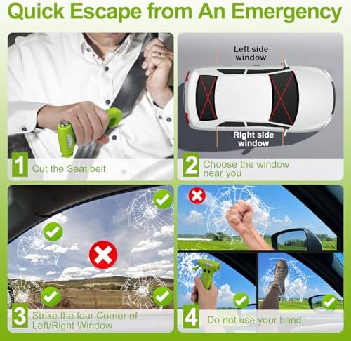 Car Safety Hammer, 3 in 1 Emergency Escape Tool - Image 5