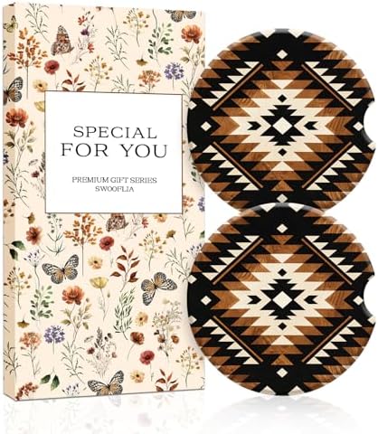 Swooflia Elegant Ceramic Car Cup Coasters Classic Native Plaid by Swooflia