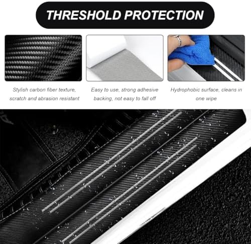 4 PCS Car Door Sill Protector, Waterproof Carbon Fiber Style Car Door Entry - Image 5