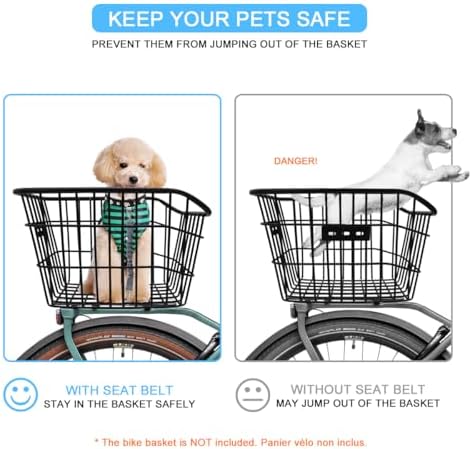 Dog Seat Belt for Bike Basket, Shock Absorbing Lead Bicycle Safety Leash - Image 2