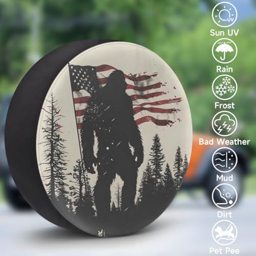 Rv Spare Tire Cover Wheel Bigfoot Mountain American Flag Tire Covers Wheel - Image 3