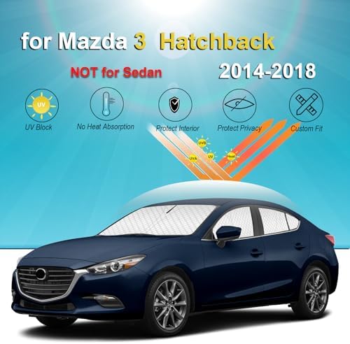 KMF 6pcs Thicken Sun Shades for Mazda 3 Hatchback 2014-2018 Accessories - Image 2