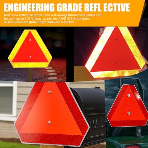 Slow Moving Vehicle Safety Sign, Slow Moving Vehicle Triangle Sign, Aluminum - Image 2