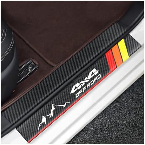 ZIMISI 4PCS Tri-Color Door Sill Protectors, Anti-Scratch Carbon Fiber Entry - Image 5