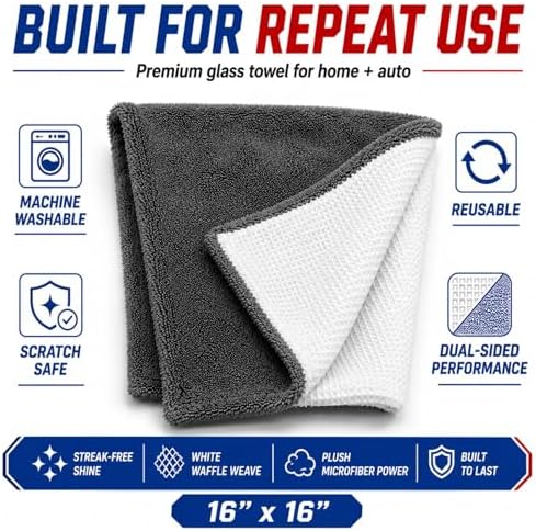 Hybrid Glass Microfiber Towel – Waffle Weave & Plush Dual Action Cleaning Cloth - Image 2