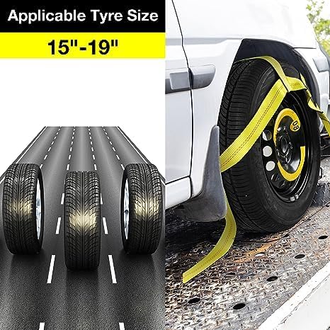 Tow Dolly Basket Straps with Flat Hook Fit 14"-19" Car Tire - Image 2