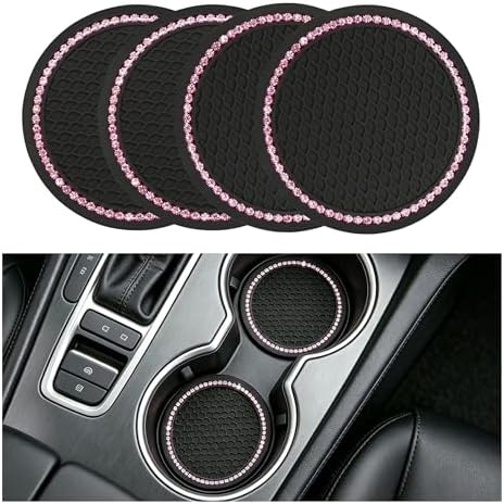 Yousheng 4PCS Bling Car Cup Coaster, Universal Holder Insert Rhinestone Anti - Image 2