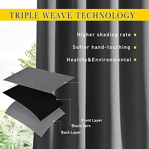 NICETOWN Outdoor Curtains for Patio Waterproof & Windproof W100xL108 Grey - Image 2