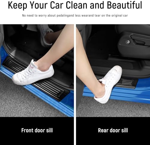 4PCS Door Sill Protector for Honda 2023-2025 2026 Pilot Accessories Black - Image 3