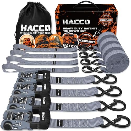 HACCOPLANET 1.6in Heavy Duty Ratchet Tie Down Straps 4PK by Haccoplanet