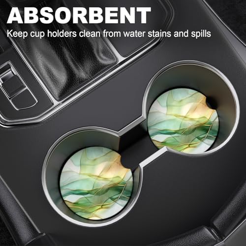 2 Pack Car Cup Holder Coaster, 2.63 inch Anti Slip Insert Absorbent Ceramic Car - Image 2
