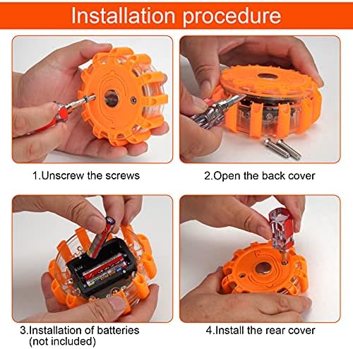 HEIGPAN GP906 LED Road Flares Safety Flashing Warning Lights Kit, Magnetic Base - Image 5