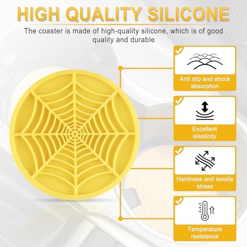 Alpmosn 4PCS Spider Web Car Cup Holders, Halloween Non-Slip Silicone Insert - Image 3
