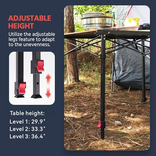 Large Roll-up Aluminum Camping Table – Adjustable Height, Heat-Resistant - Image 4