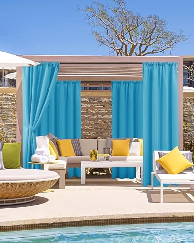 Outdoor Curtains for Patio Waterproof Rod Pocket 4 Pcs 54x95 Inch Teal - Image 2