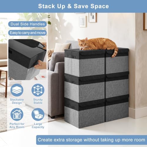 Large 17" 42 Quarts Collapsible Stackable Storage Bins - Image 5