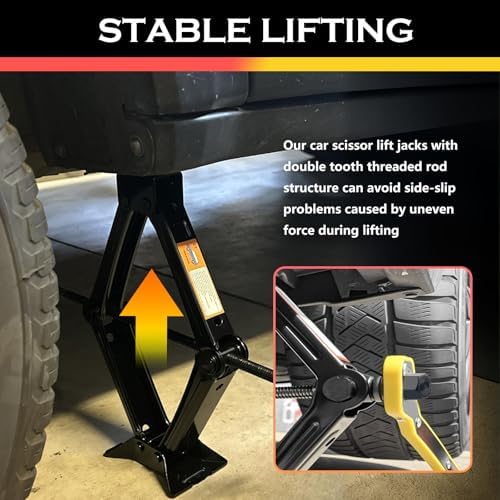2T Scissor Jack for Car Tool Kit, Heavy Duty Car Tire Changing Kit for - Image 4