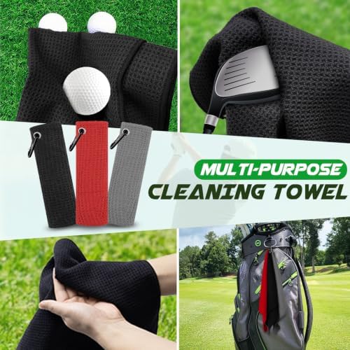 Golf Towel 3 Pack 16" X 16" Microfiber Waffle Pattern Golf Cleaning Towel - Image 7