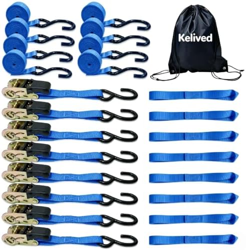 8PK Ratchet Tie Down Straps - 1in x 16feet by Kelived