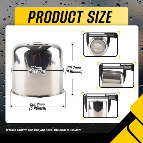 4Pcs 5.15" Stainless Trailer Wheel Center Caps, 4.95" H Chrome - Image 3