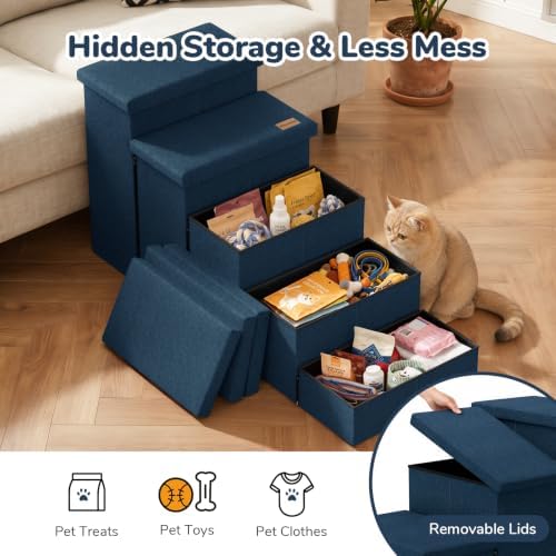 5-Step Wide Dog Stairs with Storage 23" H, Non-Slip Sturdy Pet Steps - Image 5