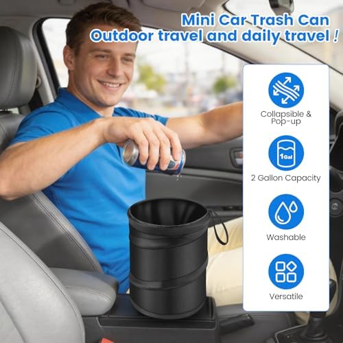 2 Pack Car Trash Can, Mini Pop-Up Car Garbage Can - Image 2