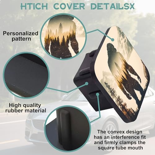 Trailer Hitch Cover, Sasquatch Mountains Forest Tow Hitch Cover - Image 4