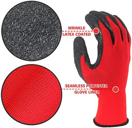 Evridwear Crinkle Latex Rubber Hand Coated Safety Work Gloves - Image 4