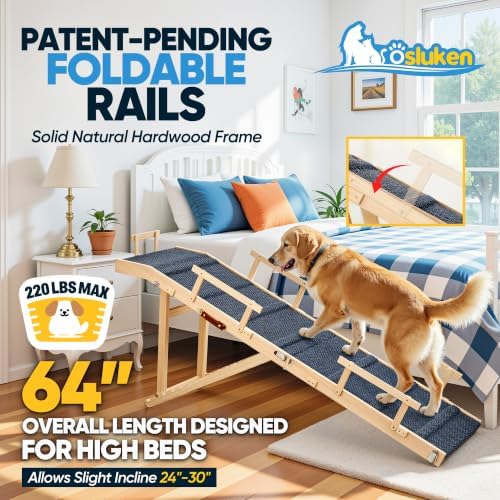 Dog Ramp for Bed with Rails, Dog Ramps for High Beds with Safety Side Railng - Image 3