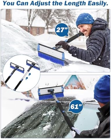 JOYTUTUS 61.3″ Ice Scraper and Long Handle Snow Brush, 270° Pivoting Extendable - Image 3