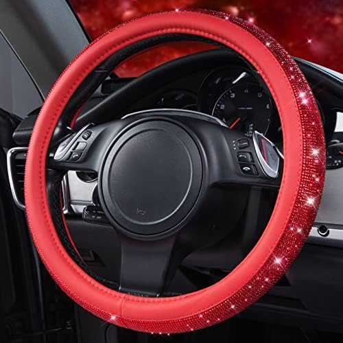 CAR PASS Bling Diamond Leather Steering Wheel Cover, - Image 5