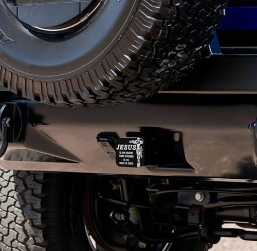 Swono Tow Hitch Covers He is My Savior Black Pattern 2 inch Rubber Hitch Inserts - Image 6