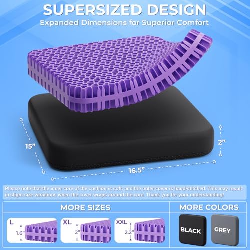 TushGuard Gel Seat Cushion for Long Sitting, Breathable Thick Patent Design - Image 3