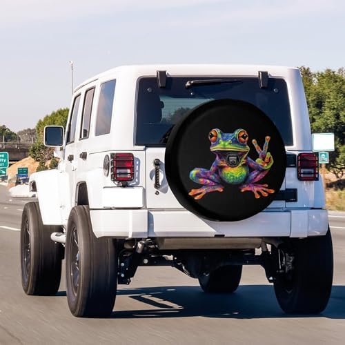 KiuLoam Peace Colorful Frog Tie Dye Swirl Spare Tire Cover - Image 2