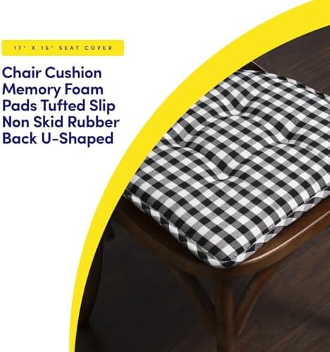 Sweet Home Collection Chair Cushion Memory Foam Pads Tufted Slip Non Skid - Image 3