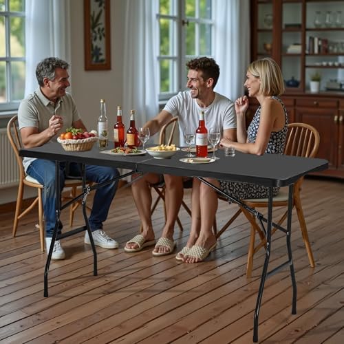 VEVOR Folding Table, Heavy Duty Portable Fold-in-Half Utility Table, Indoor - Image 2