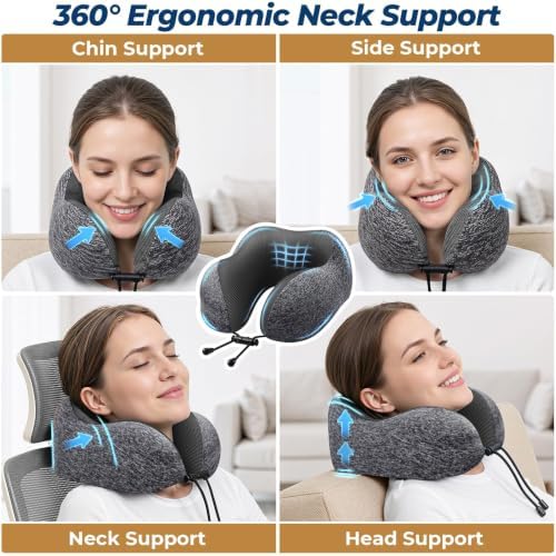ExploreBliss Travel Pillow, Memory Foam Neck Pillow Airplane - Image 4