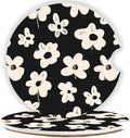 Ceramic Car Cup Holder Coasters Set of 2, 2.56 in White Flowers by Mengduxd