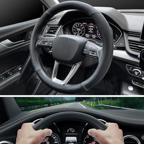 LKWLIKEI Nappa Premium Leather car Steering Wheel Cover, Breathable, Universal - Image 4