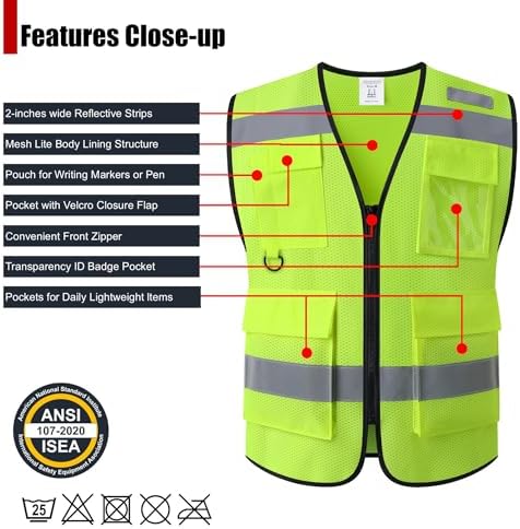 Safety Vest for Men Women Hi Vis Vest - Image 2