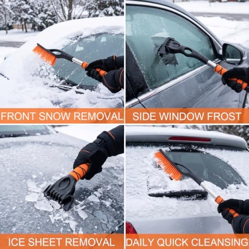 2 Pack Ice Scrapers Portable Snow Brush - Image 6
